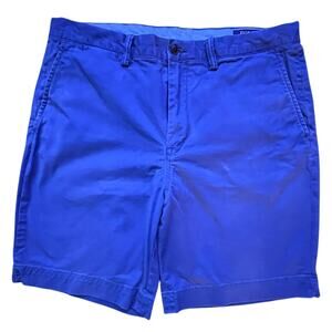Polo Ralph Lauren Shorts Mens 35 Blue Chino Cotton Canvas 8 Inseam Embroidered